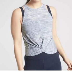 Athleta Essence Heathered Grey Twist-Front Tank Top Size Small